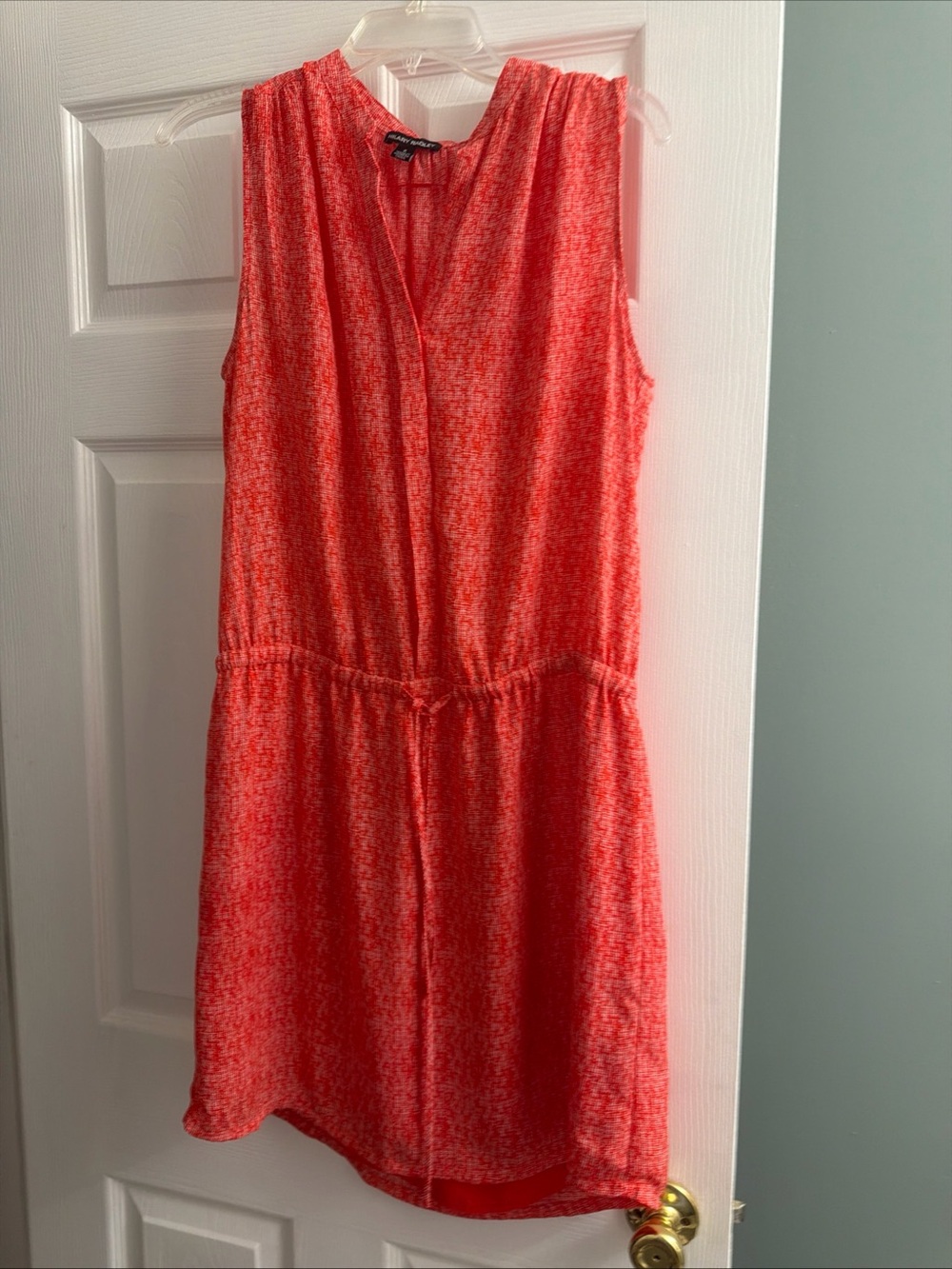 Hilary Radley Coral Sleeveless Drawstring Knit Mini Dress